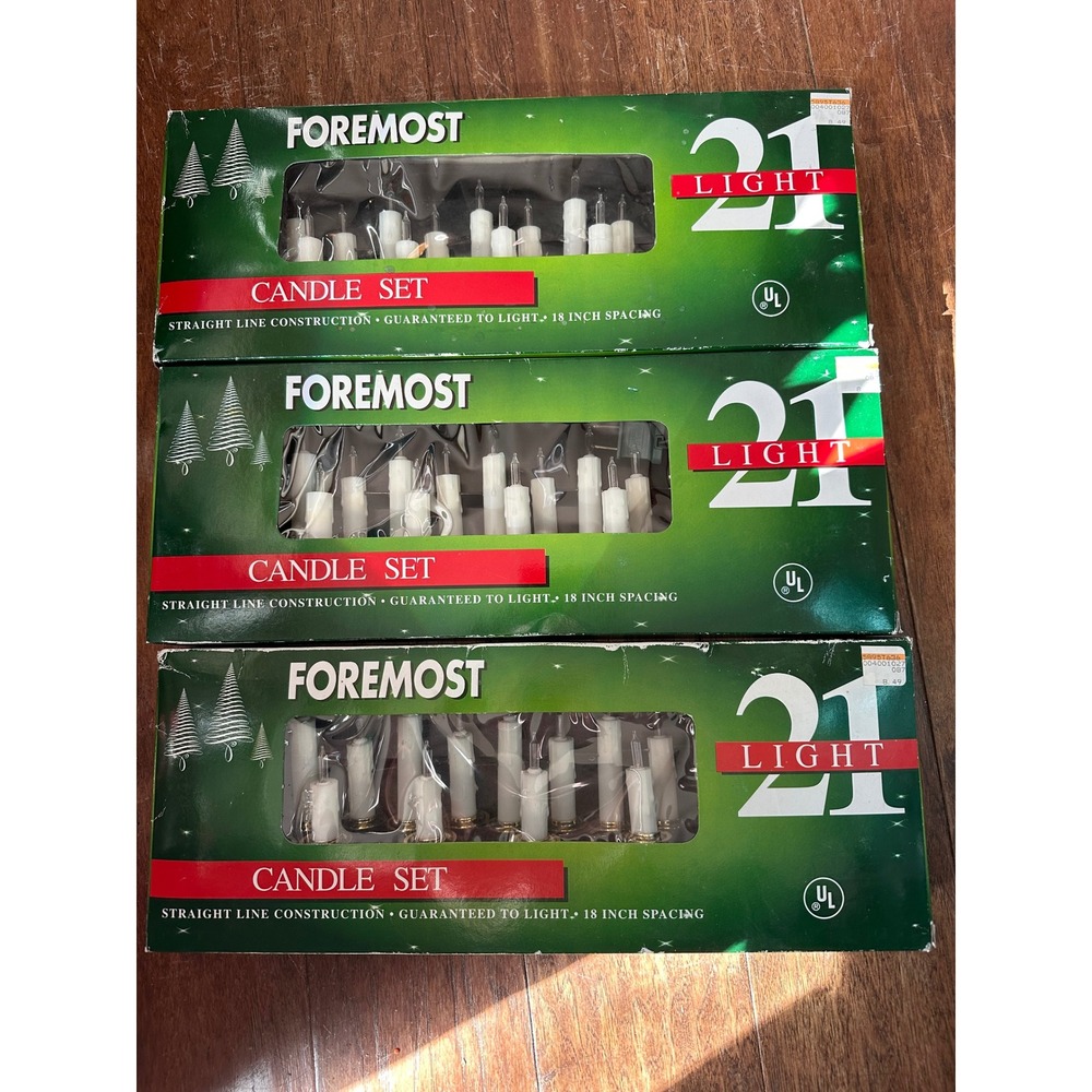 Lot of 3 Foremost 21 Candle Set Vintage‎ Christmas String Lights White Clear